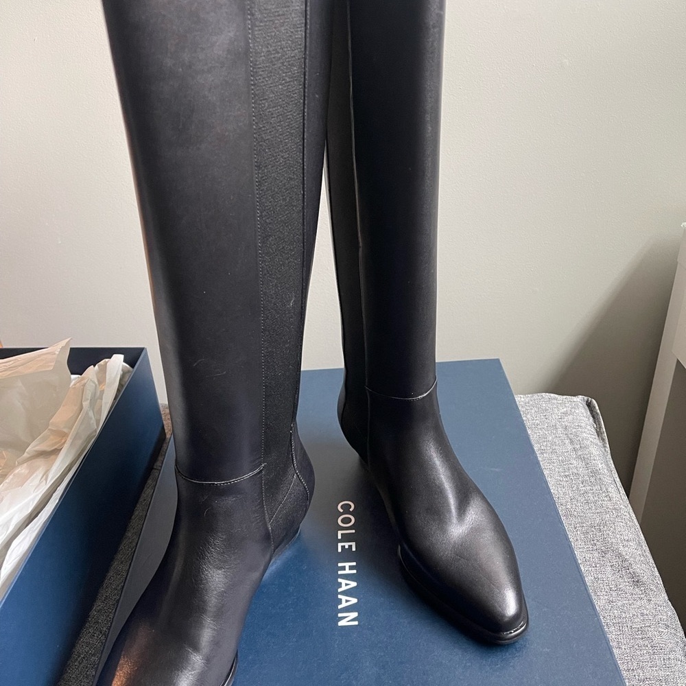 Cole Haan Hallee stretch boot black leather 8